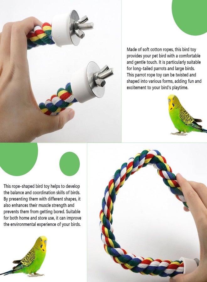 LCJAOF Bird Rope Perch - 40CM/15.7inch Colorful Perches Climbing Standing Bungee Rope Perches Chew Toys for Cockatiels Parrots - Image 3